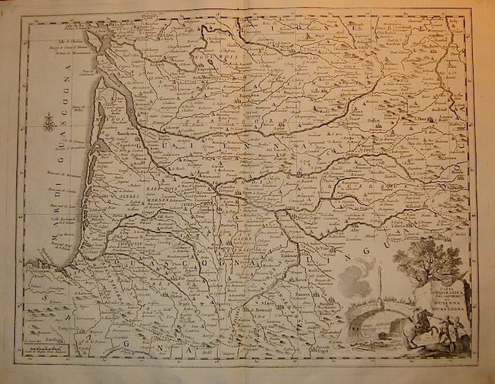 Albrizzi Giambattista (1698-1777) Carta geografica del Governo di Guienna e Guascogna 1750 Venezia 